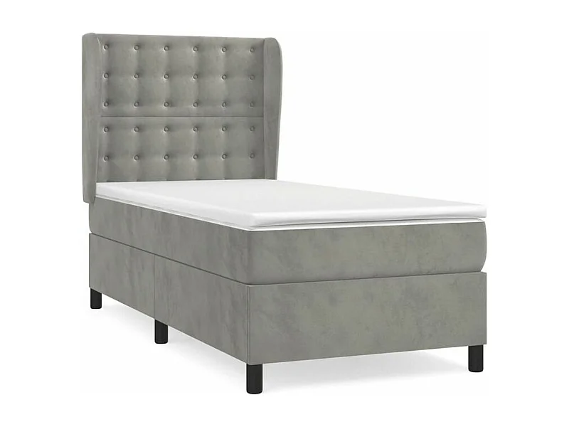 Sommier à lattes de lit et matelas Gris clair 90x200 Velours