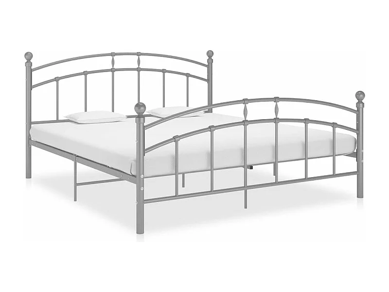 Lit gris Métal 140x200 tête de lit arrondie Ronda