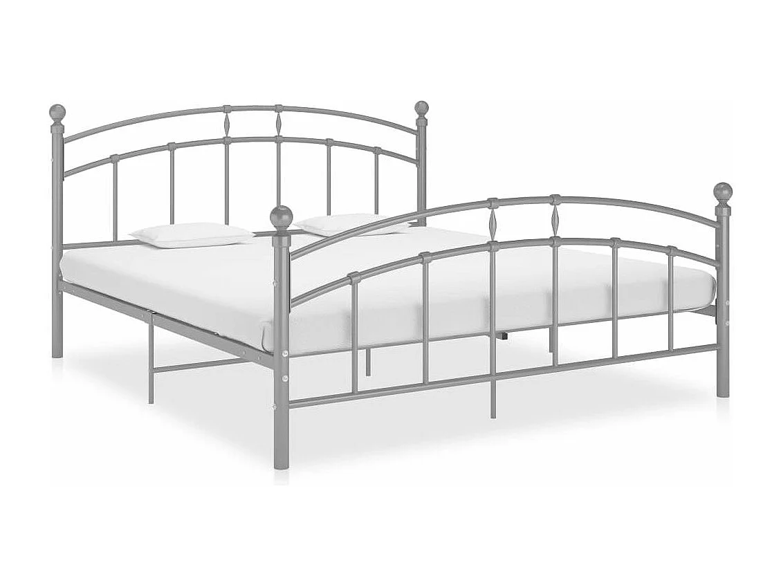 Lit gris Métal 140x200 tête de lit arrondie Ronda