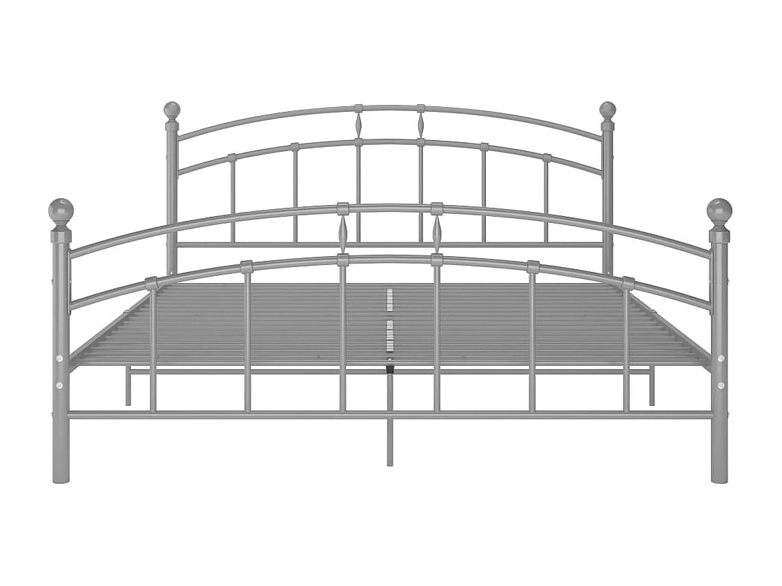 Lit gris Métal 140x200 tête de lit arrondie Ronda