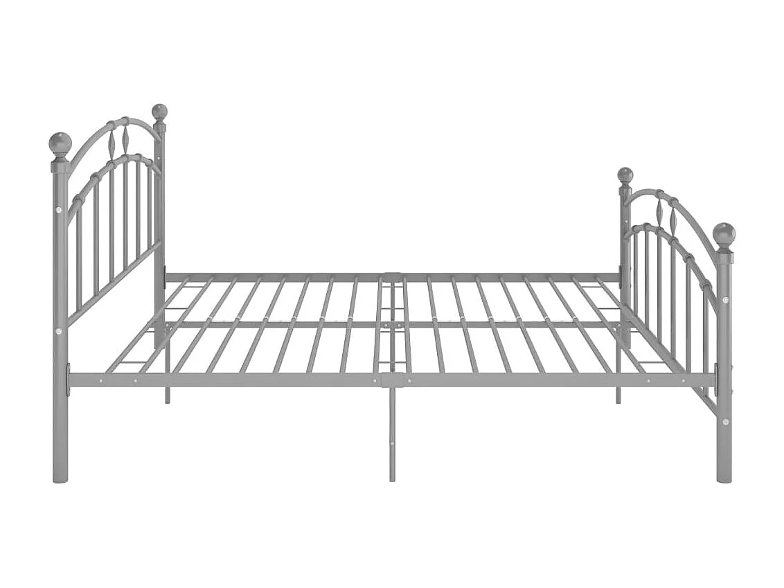 Lit gris Métal 140x200 tête de lit arrondie Ronda