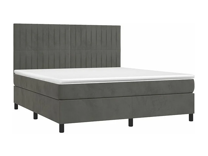 Sommier à lattes de lit matelas et LED Gris foncé 180x200