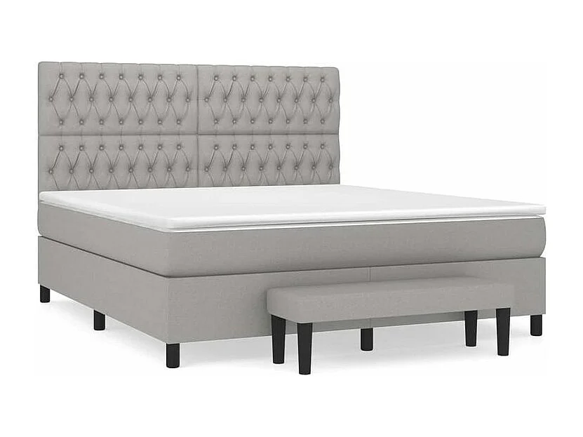 Sommier à lattes de lit avec matelas Gris clair 180x200 Tissu