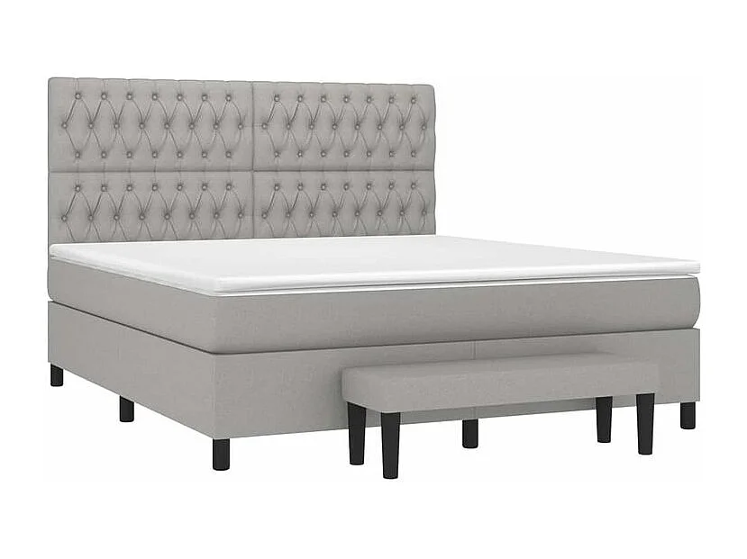 Sommier à lattes de lit avec matelas Gris clair 180x200 Tissu