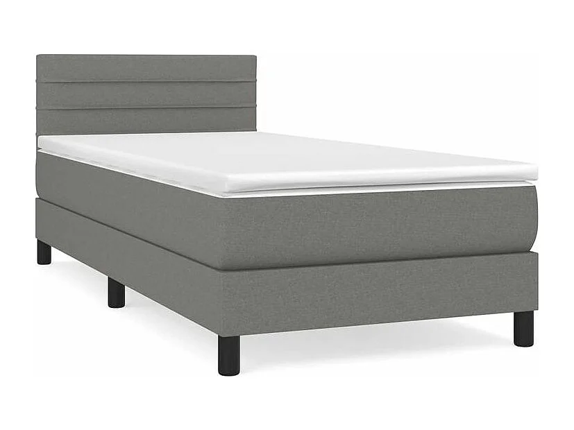 Sommier à lattes de lit avec matelas Gris foncé 100x200 Tissu