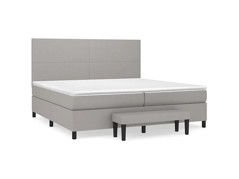Sommier à lattes de lit avec matelas Gris clair 200x200 Tissu