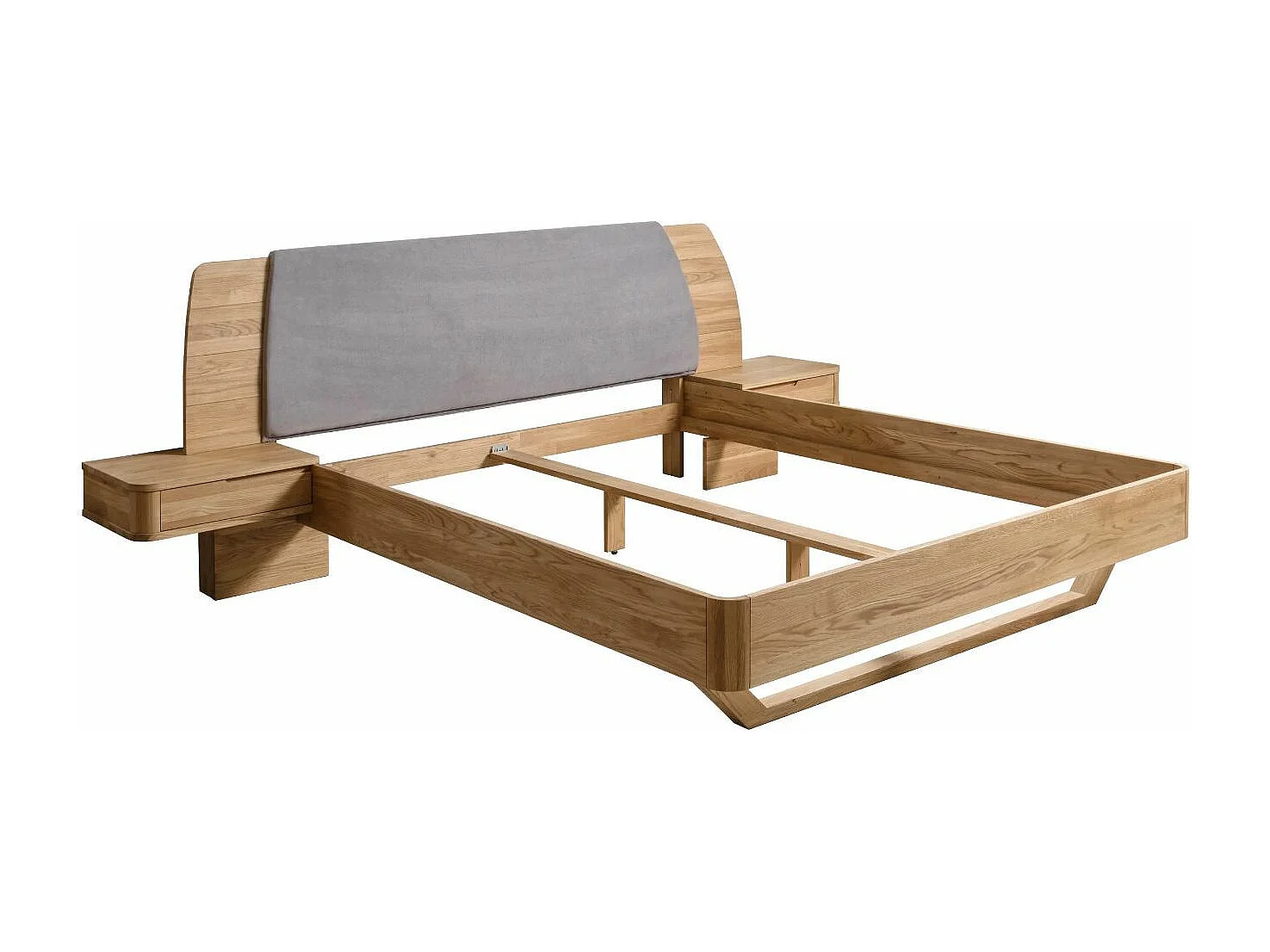 Lit en chêne massif avec tête de lit et 2 tables de chevet Manola-140x200