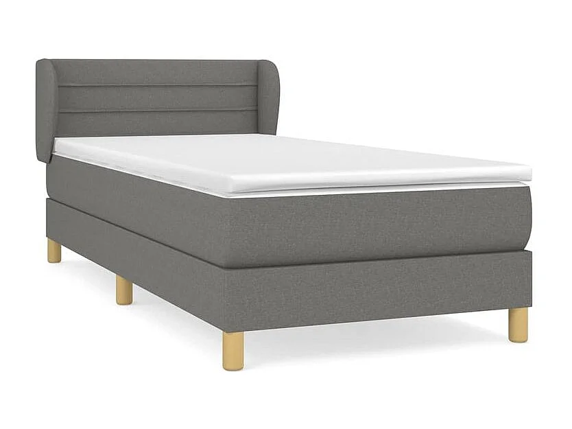 Sommier à lattes de lit et matelas Gris foncé 90x190 Tissu