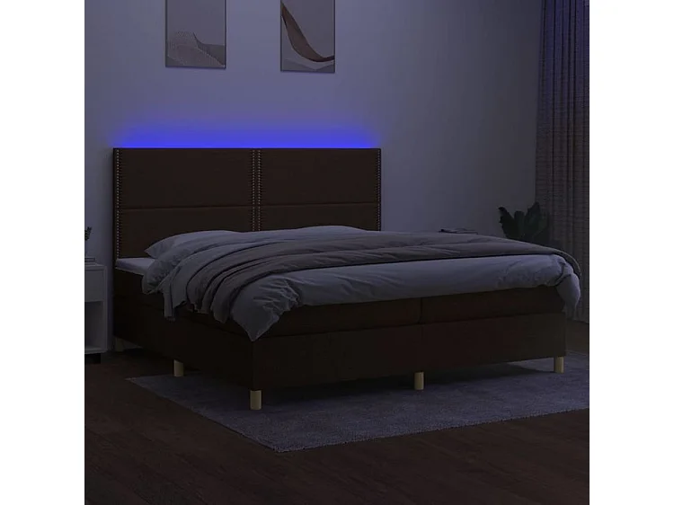 Sommier à lattes de lit matelas et LED Marron foncé 200x200