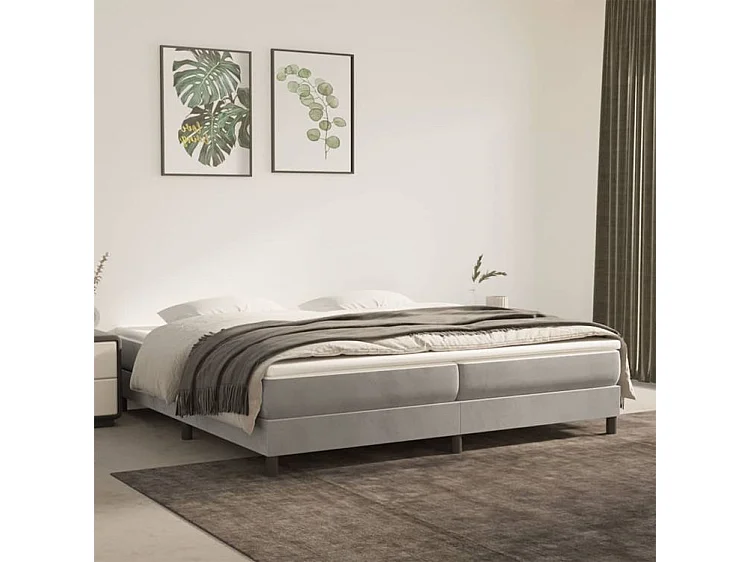Sommier à lattes de lit et matelas Gris clair 200x200 Velours