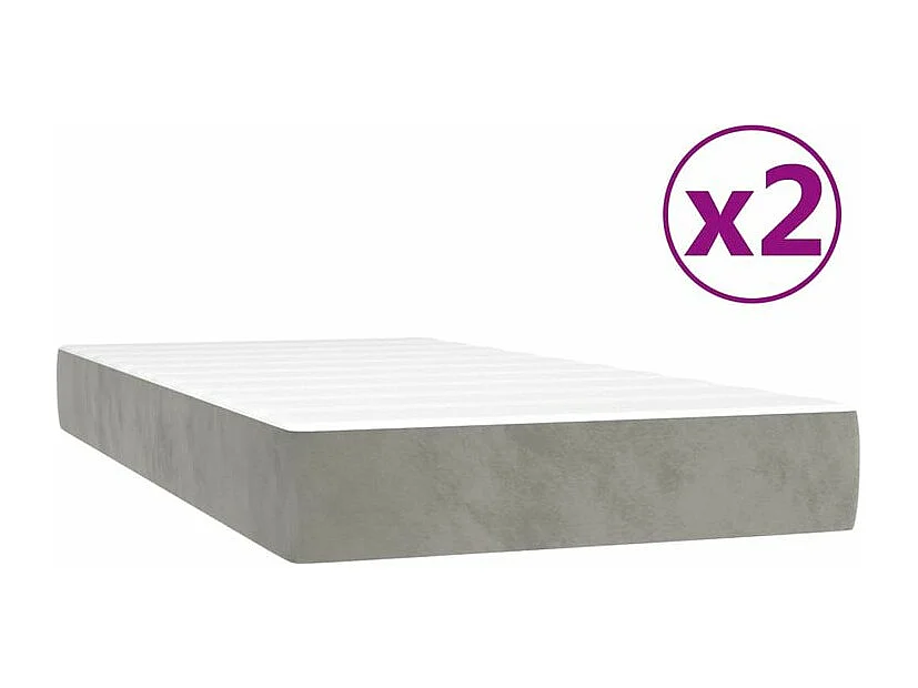 Sommier à lattes de lit et matelas Gris clair 200x200 Velours