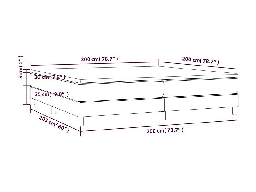 Sommier à lattes de lit et matelas Gris clair 200x200 Velours