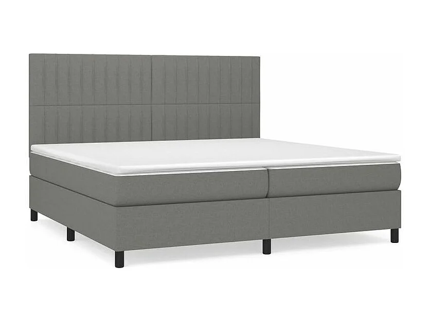 Sommier à lattes de lit avec matelas Gris foncé 200x200 Tissu
