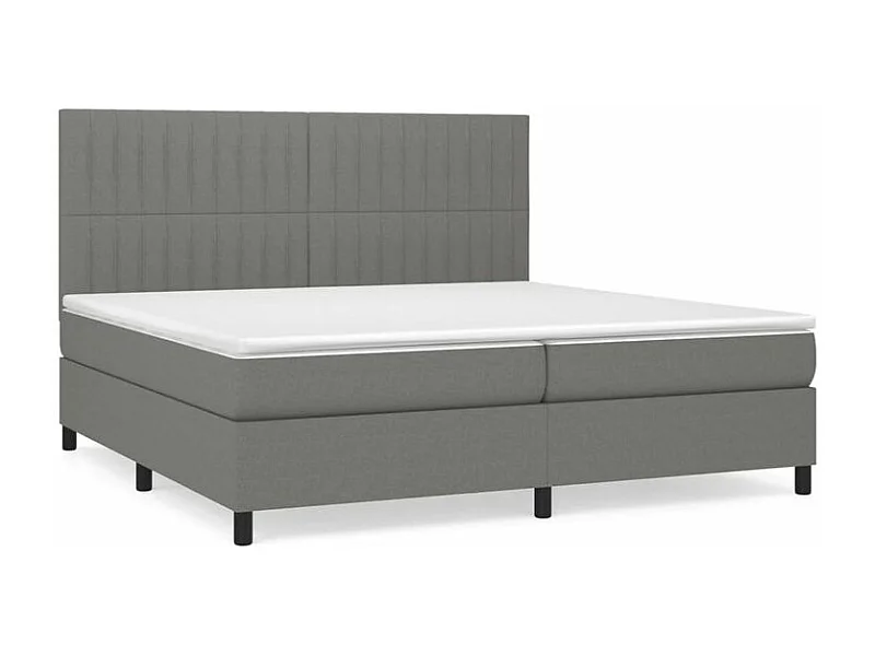 Sommier à lattes de lit avec matelas Gris foncé 200x200 Tissu