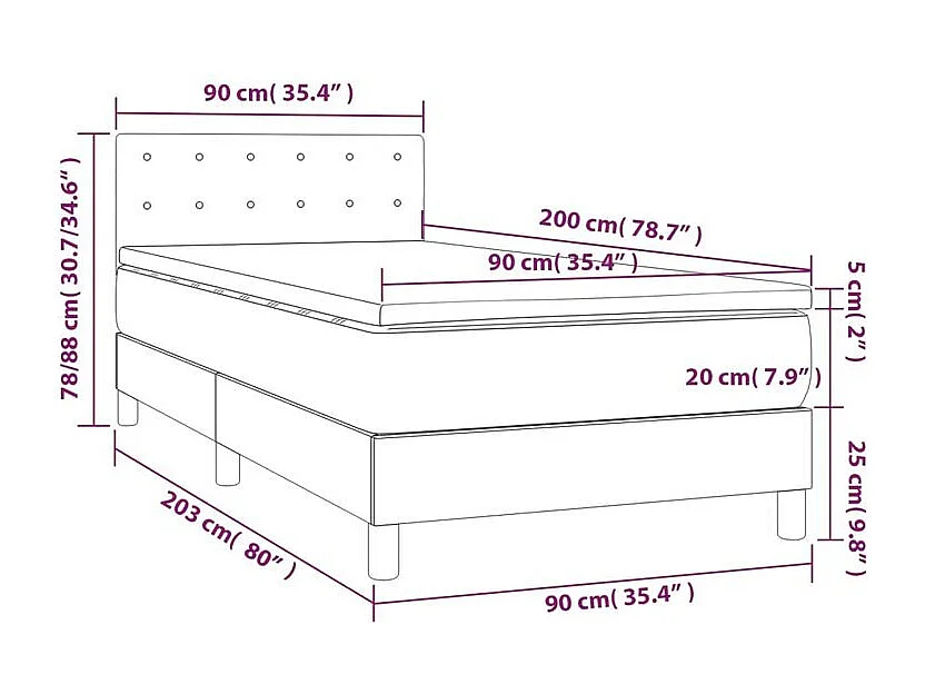 Sommier à lattes de lit avec matelas Gris 90x200 Similicuir