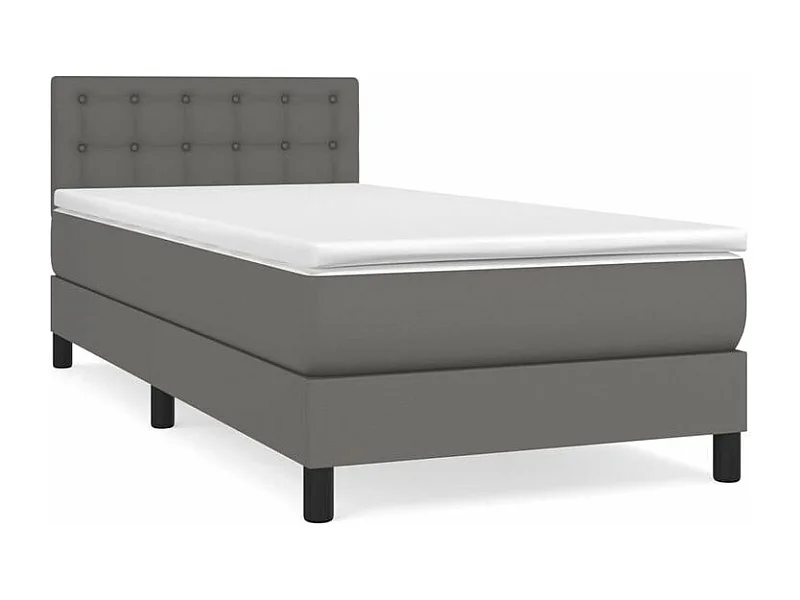 Sommier à lattes de lit avec matelas Gris 90x200 Similicuir