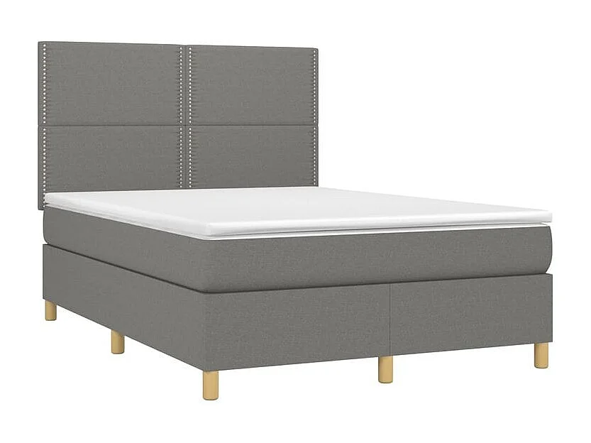 Sommier à lattes de lit avec matelas Gris foncé 140x200 Tissu