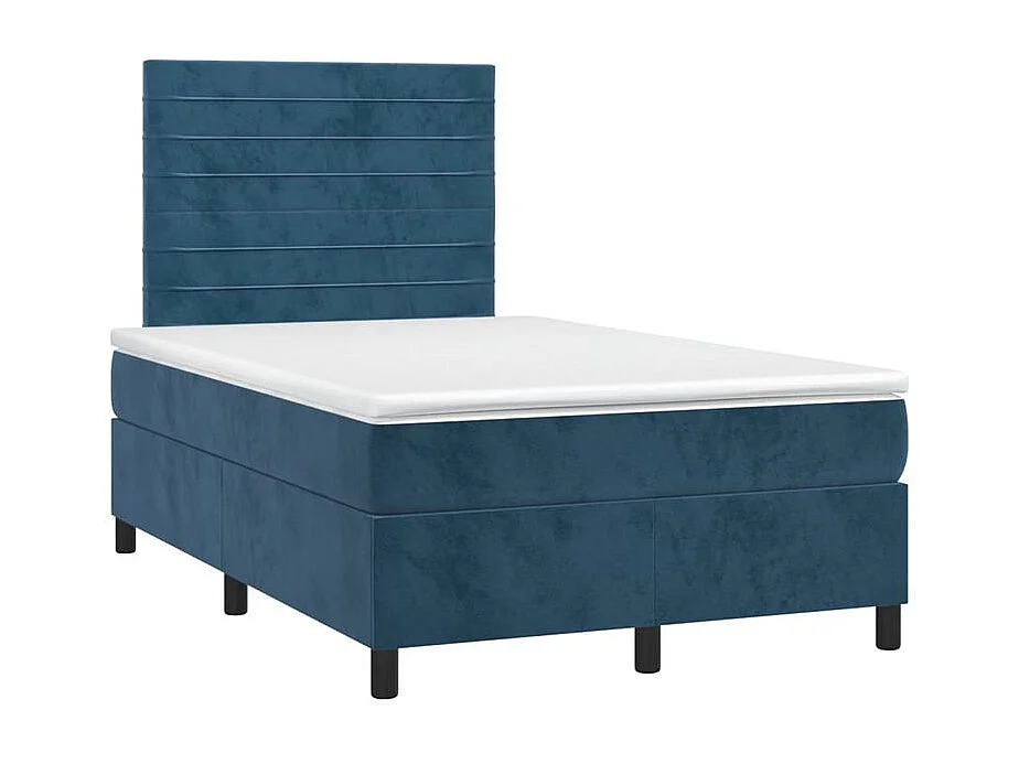 Sommier à lattes de lit et matelas Bleu foncé 120x200 Velours