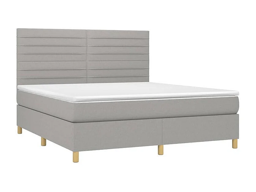 Sommier à lattes de lit matelas et LED Gris clair 160x200