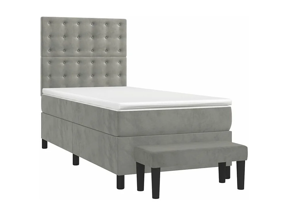 Sommier à lattes de lit et matelas Gris clair 90x200 Velours