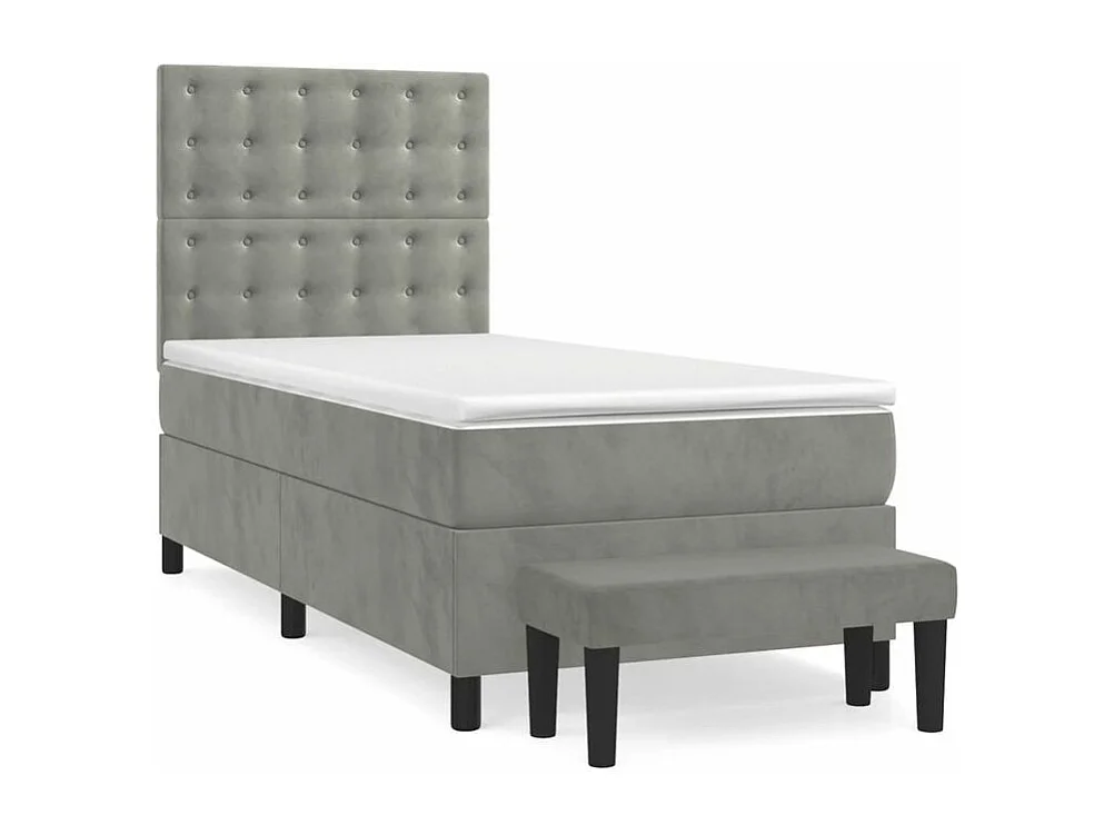 Sommier à lattes de lit et matelas Gris clair 90x200 Velours