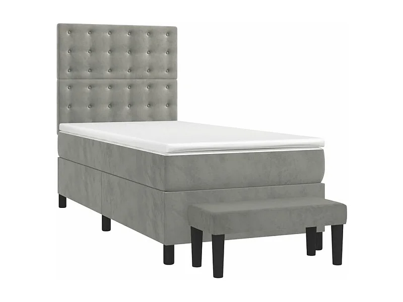 Sommier à lattes de lit et matelas Gris clair 90x200 Velours