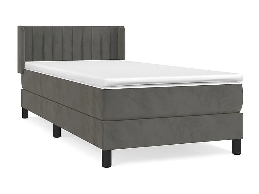 Sommier à lattes de lit et matelas Gris foncé 90x200 Velours