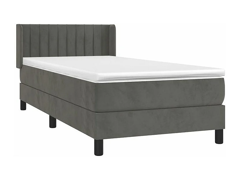 Sommier à lattes de lit et matelas Gris foncé 90x200 Velours