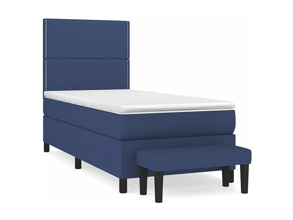Sommier à lattes de lit avec matelas Bleu 90x190 Tissu