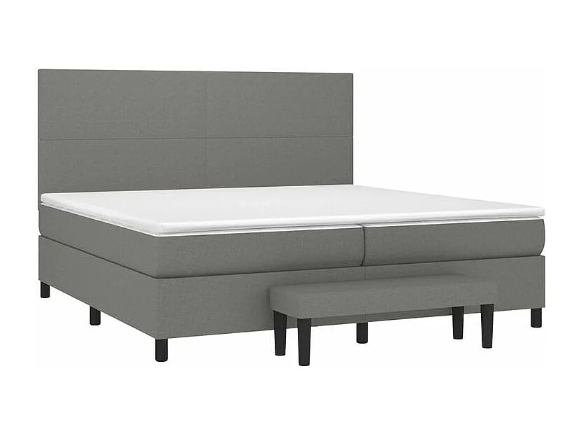 Sommier à lattes de lit avec matelas Gris foncé 200x200 Tissu
