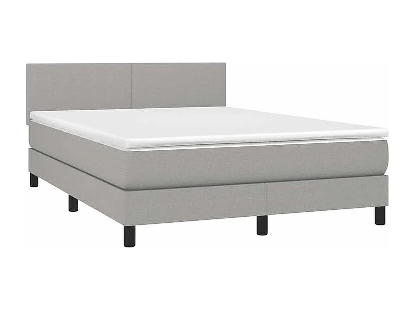 Sommier à lattes de lit et matelas et LED Gris clair 140x190