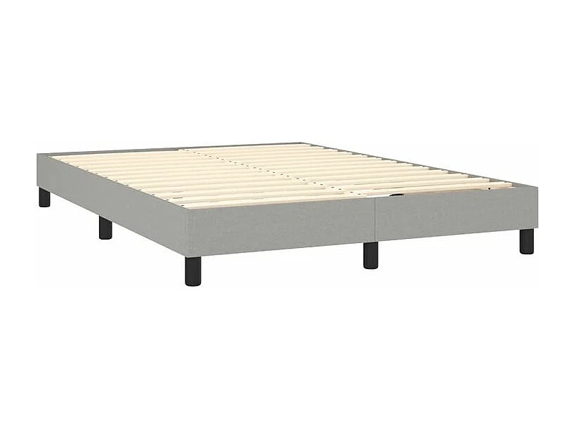 Sommier à lattes de lit et matelas et LED Gris clair 140x190