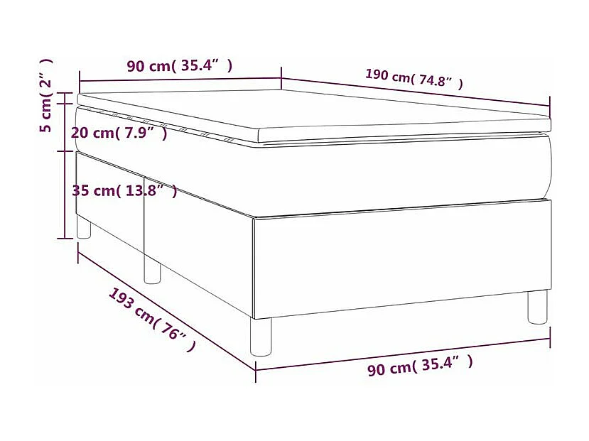 Sommier à lattes de lit avec matelas Taupe 90x190 Tissu