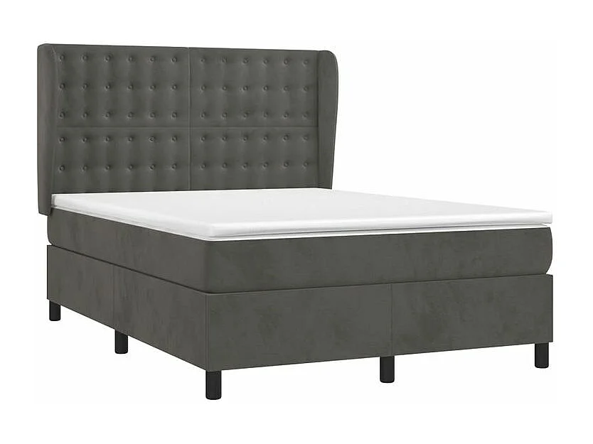 Sommier à lattes de lit et matelas Gris foncé 140x200 Velours