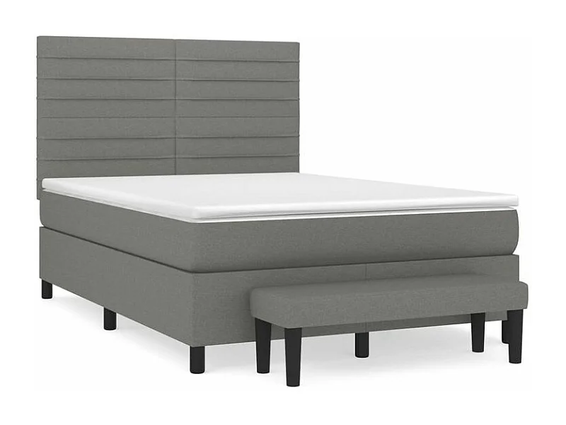 Sommier à lattes de lit avec matelas Gris foncé 140x190 Tissu