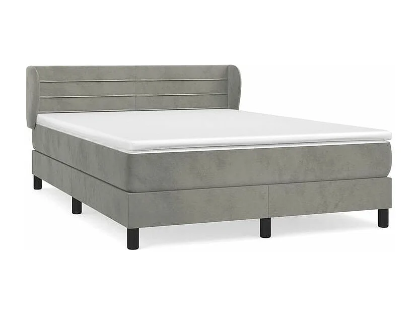 Sommier à lattes de lit et matelas Gris clair 140x190 Velours