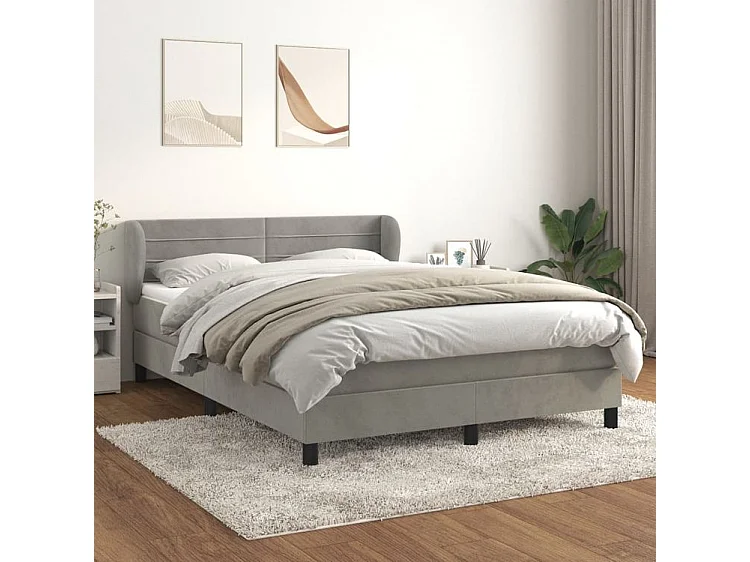 Sommier à lattes de lit et matelas Gris clair 140x190 Velours