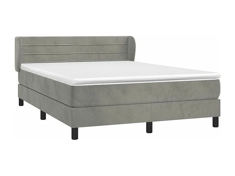 Sommier à lattes de lit et matelas Gris clair 140x190 Velours