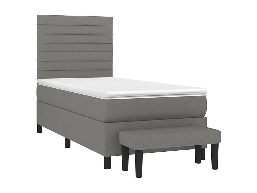 Sommier à lattes de lit avec matelas Gris foncé 80x200 Tissu