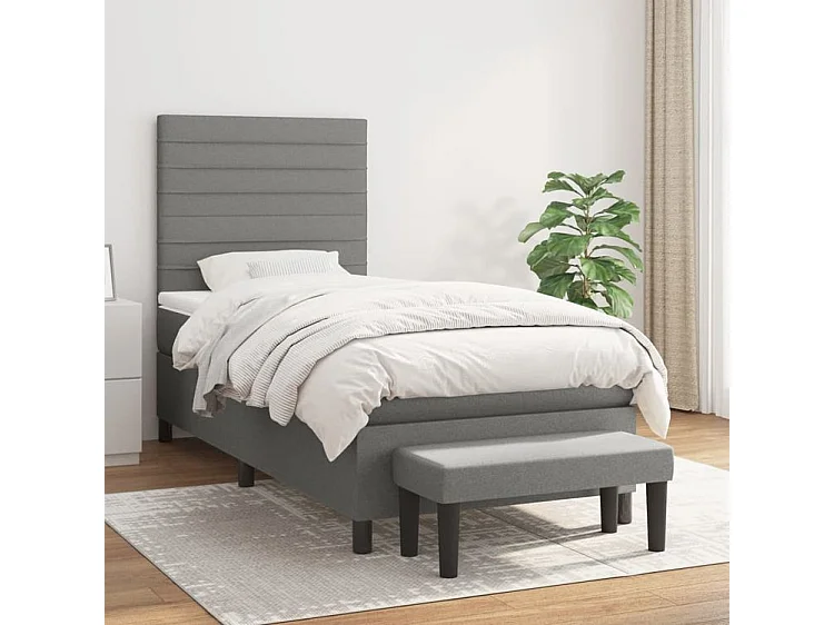 Sommier à lattes de lit avec matelas Gris foncé 80x200 Tissu