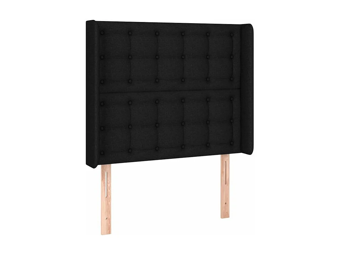 Sommier à lattes de lit matelas et LED Noir 90x200 Tissu