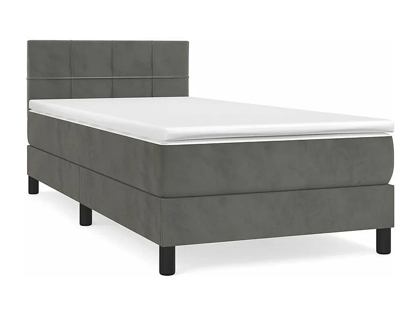 Sommier à lattes de lit et matelas Gris foncé 90x200 Velours