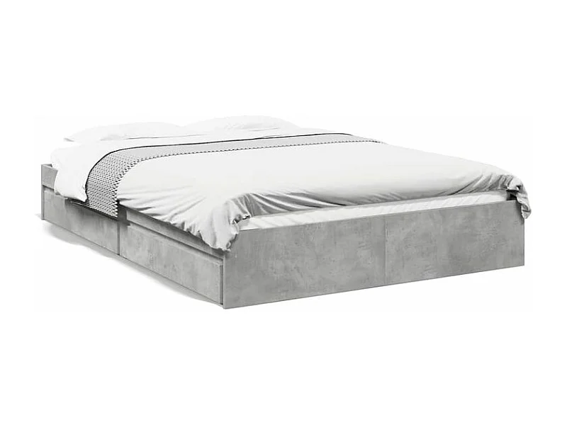 Cadre de lit à tiroirs gris béton 160x200 bois d'ingénierie