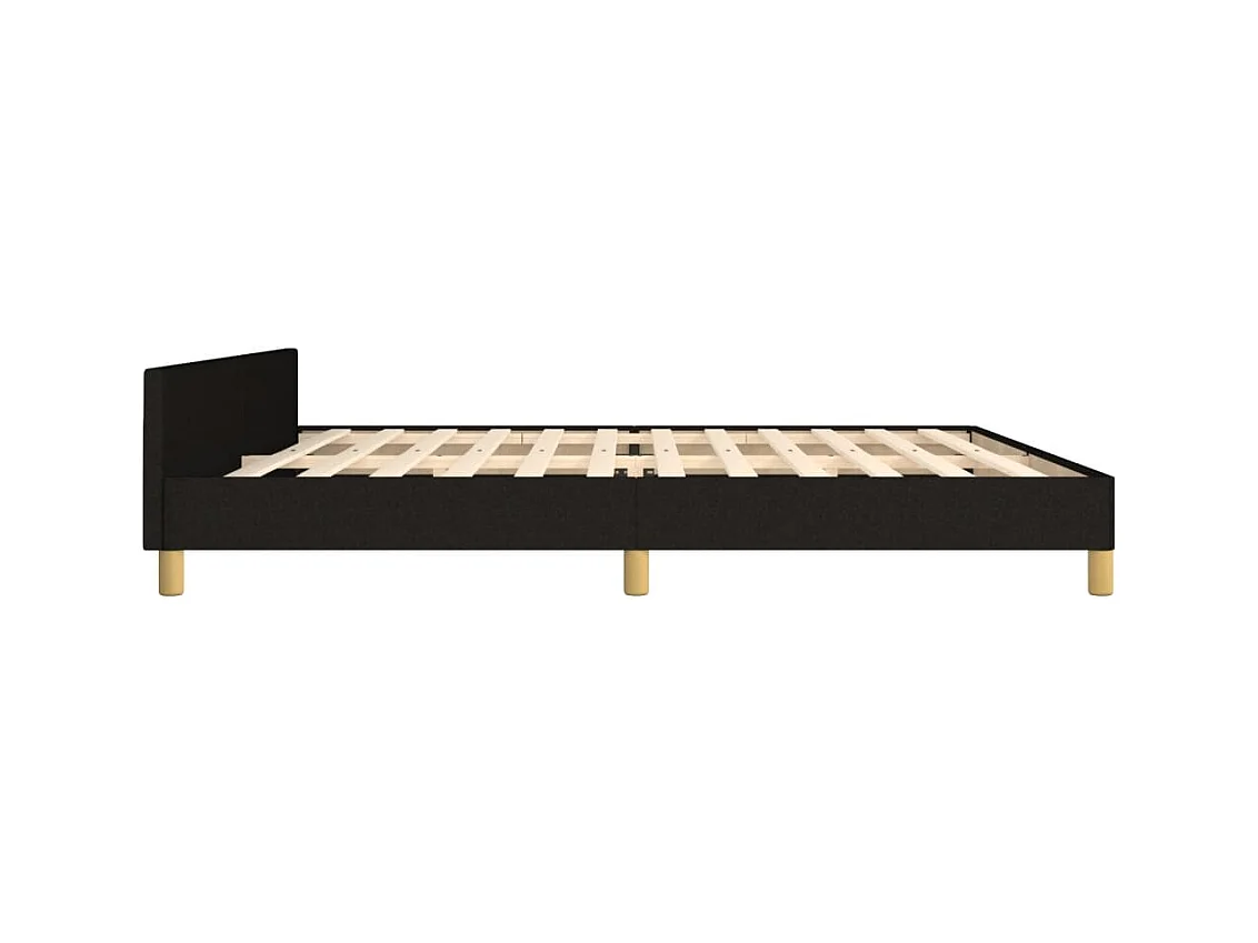 Lit avec tête de lit Noir 200x200 Tissu