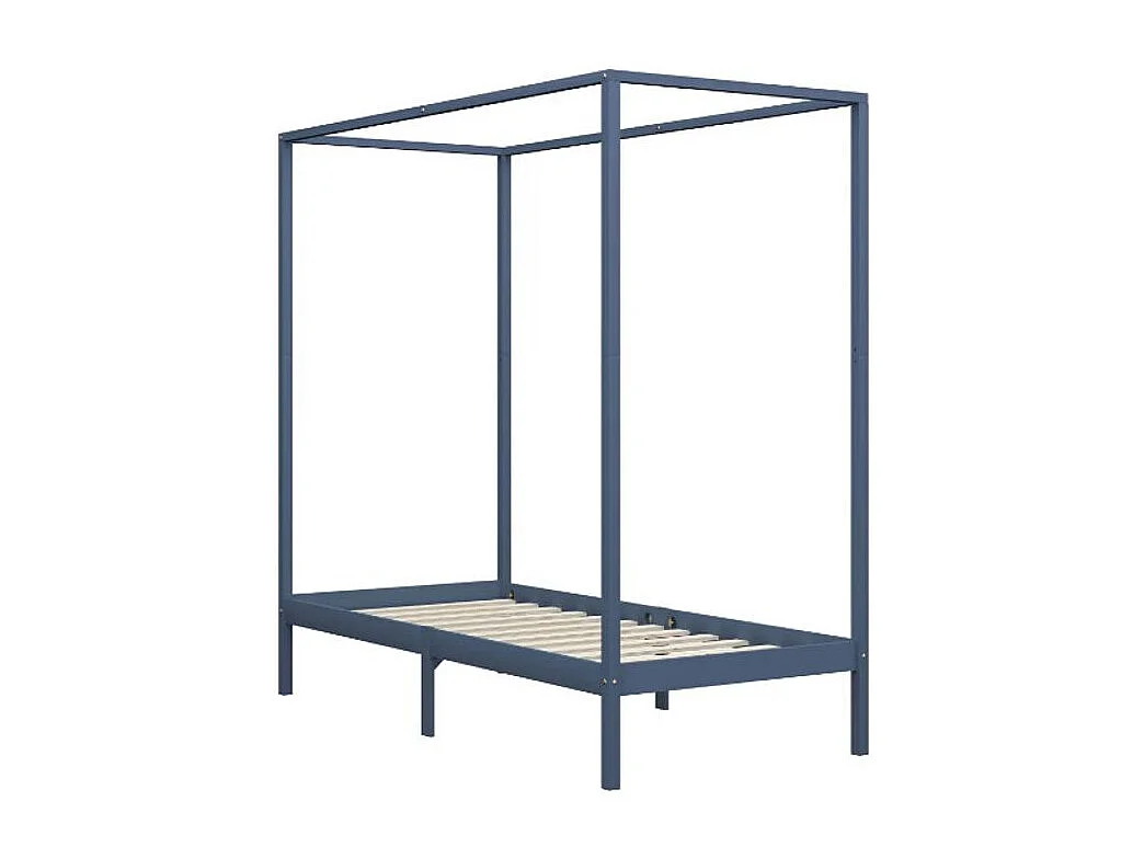 Lit à baldaquin pin massif gris Badat 100x200