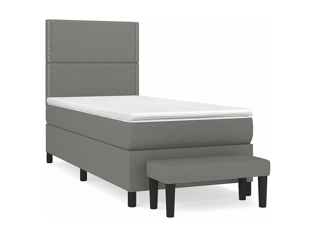 Sommier à lattes de lit avec matelas Gris foncé 80x200 Tissu