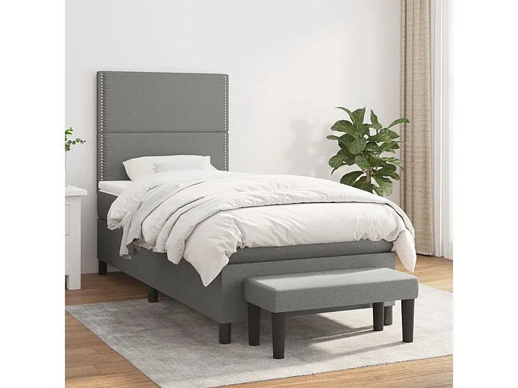 Sommier à lattes de lit avec matelas Gris foncé 80x200 Tissu