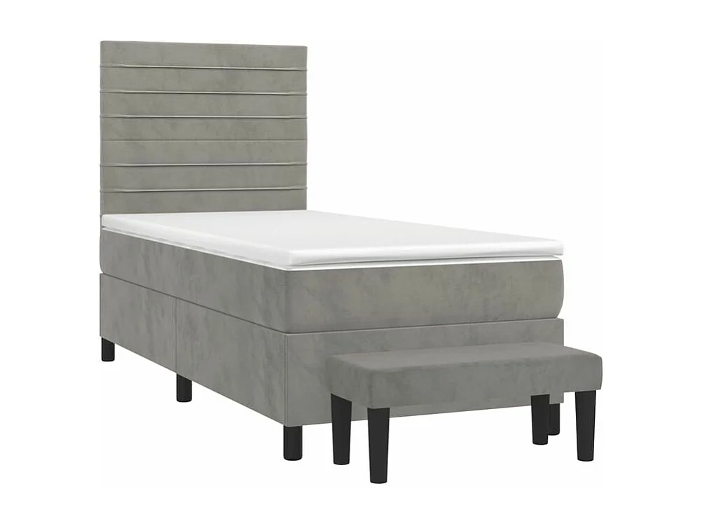 Sommier à lattes de lit et matelas Gris clair 100x200 Velours