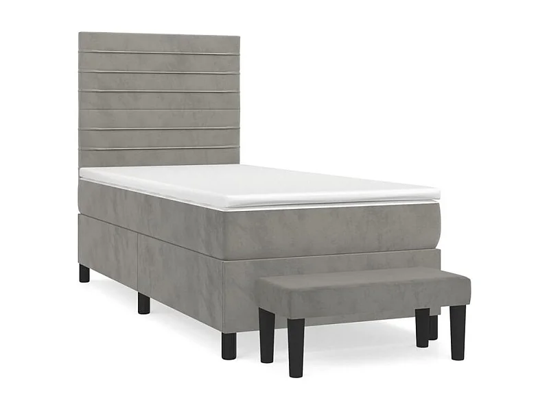 Sommier à lattes de lit et matelas Gris clair 100x200 Velours