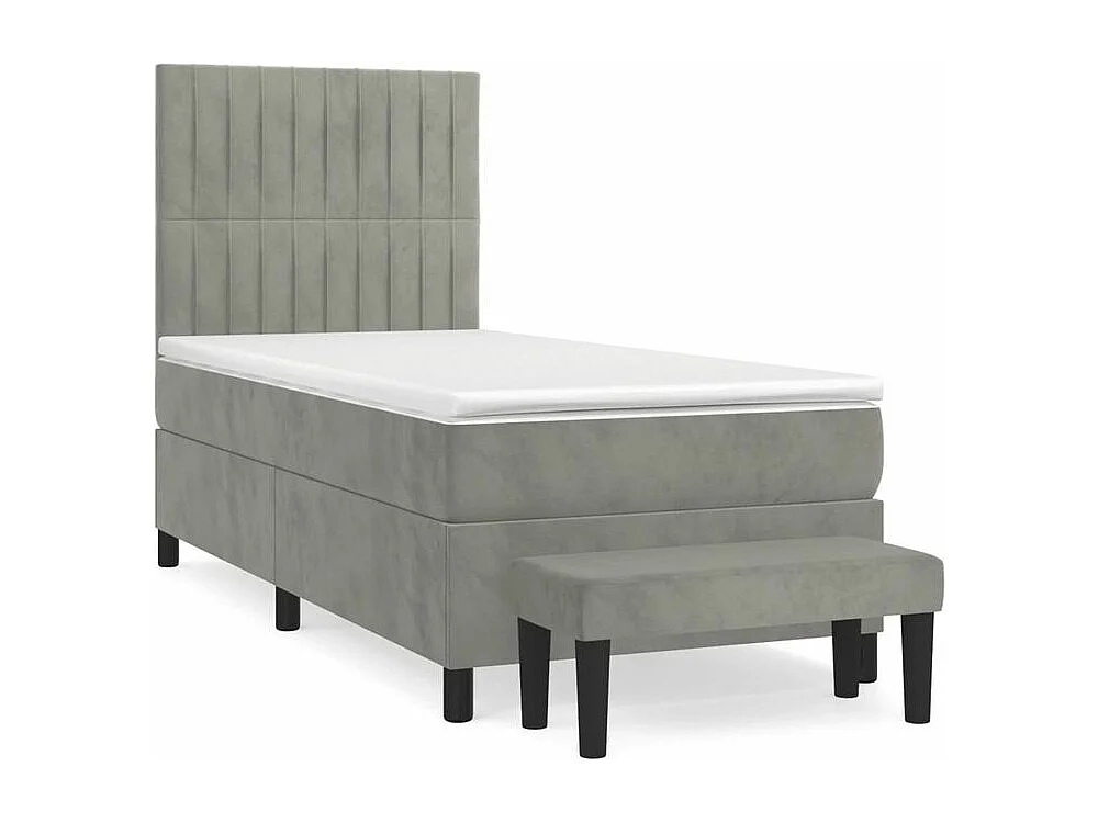 Sommier à lattes de lit et matelas Gris clair 90x200 Velours